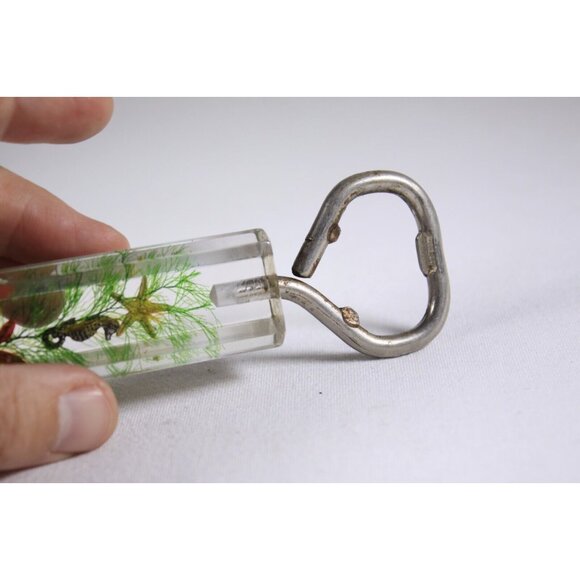 Hollywood California lucite clear float faux seahorse bottle opener - Picture 6 of 11